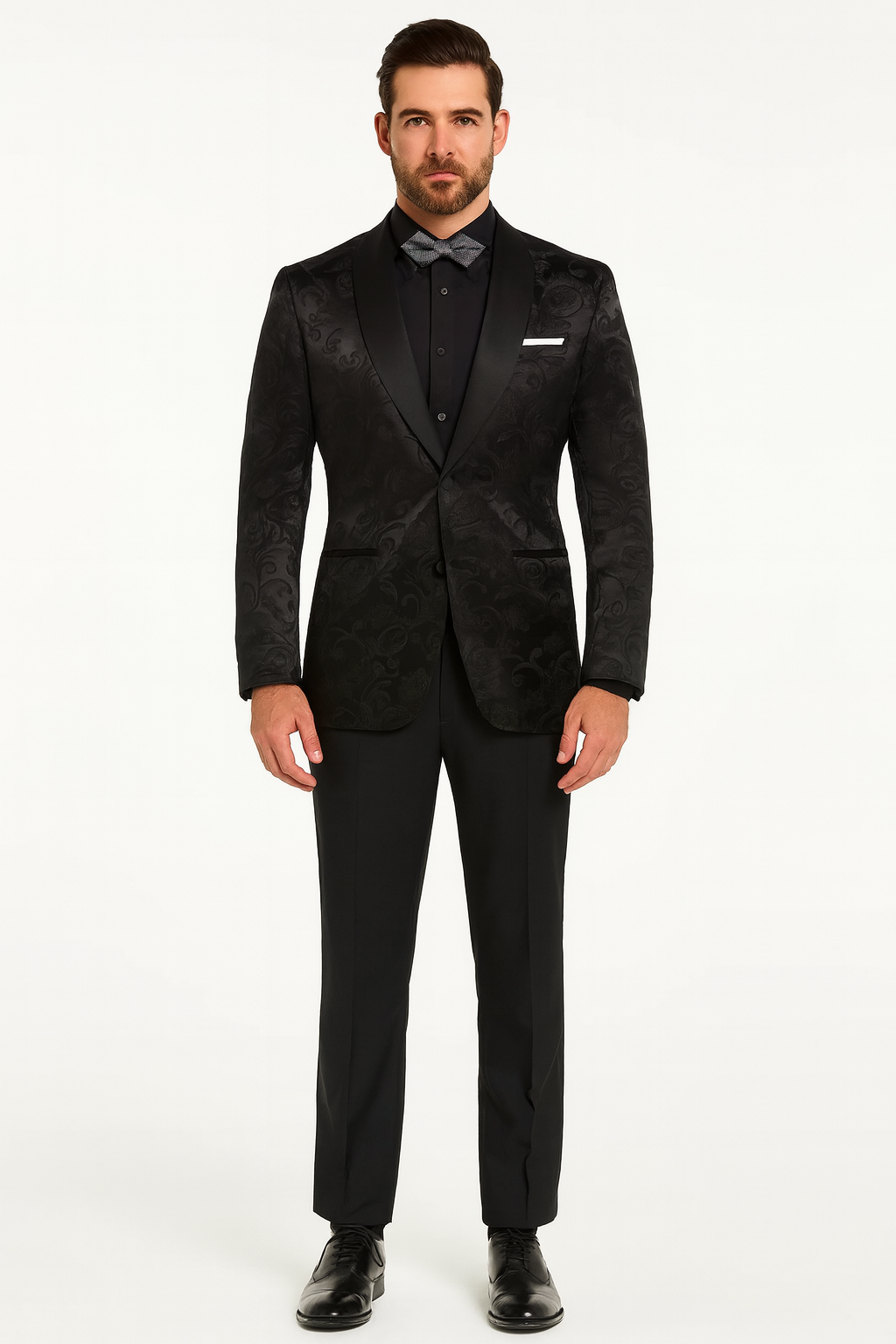 Mens Blazer - Paisley Sport Coat - Black Prom Tuxedo Dinner Jacket Blazer