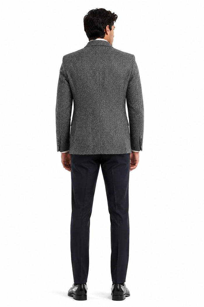 Mens Blazer Tweed Blazer Herringbone Blazer - Z-Gray