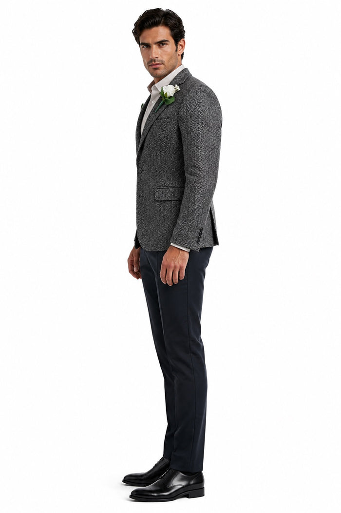 Mens Blazer Tweed Blazer Herringbone Blazer - Z-Gray
