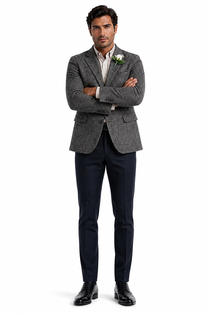 Mens Blazer Tweed Blazer Herringbone Blazer - Z-Gray