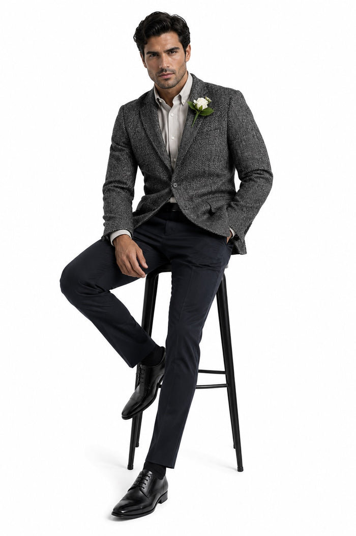Mens Blazer Tweed Blazer Herringbone Blazer - Z-Gray