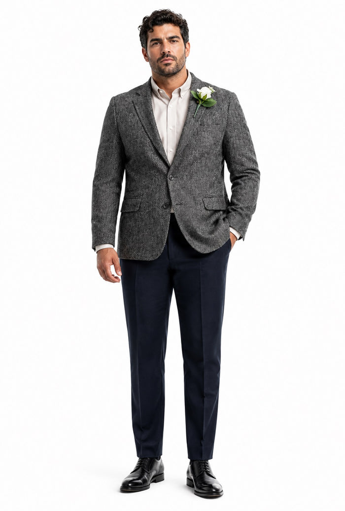 Mens Blazer Tweed Blazer Herringbone Blazer - Z-Gray