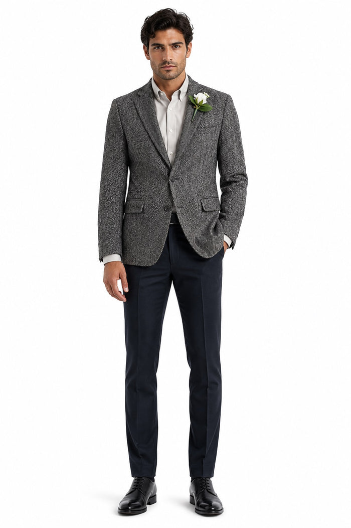 Mens Blazer Tweed Blazer Herringbone Blazer - Z-Gray