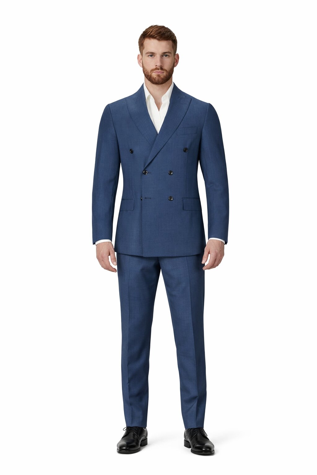 Mens Blue Wool Tiglio Double Breasted Suit – Classic Peak Lapel Suit