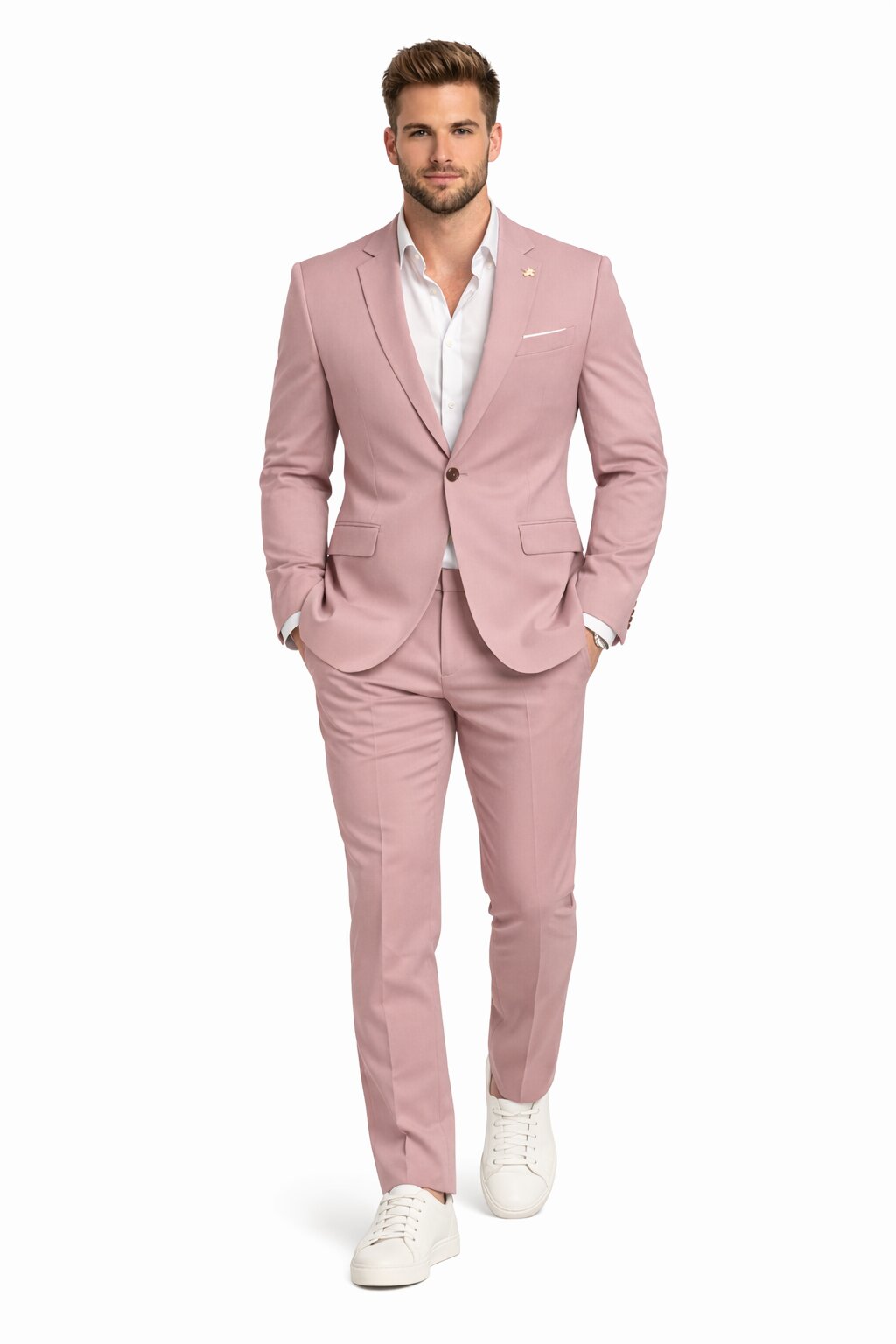 Blush Mauve Wedding Slim Suit for Men