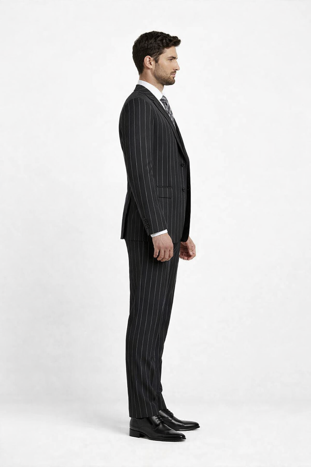 Men's Bold Gangster 1920s Vintage Black and White Gangster Bold Stripe 2 Button Vested Suit