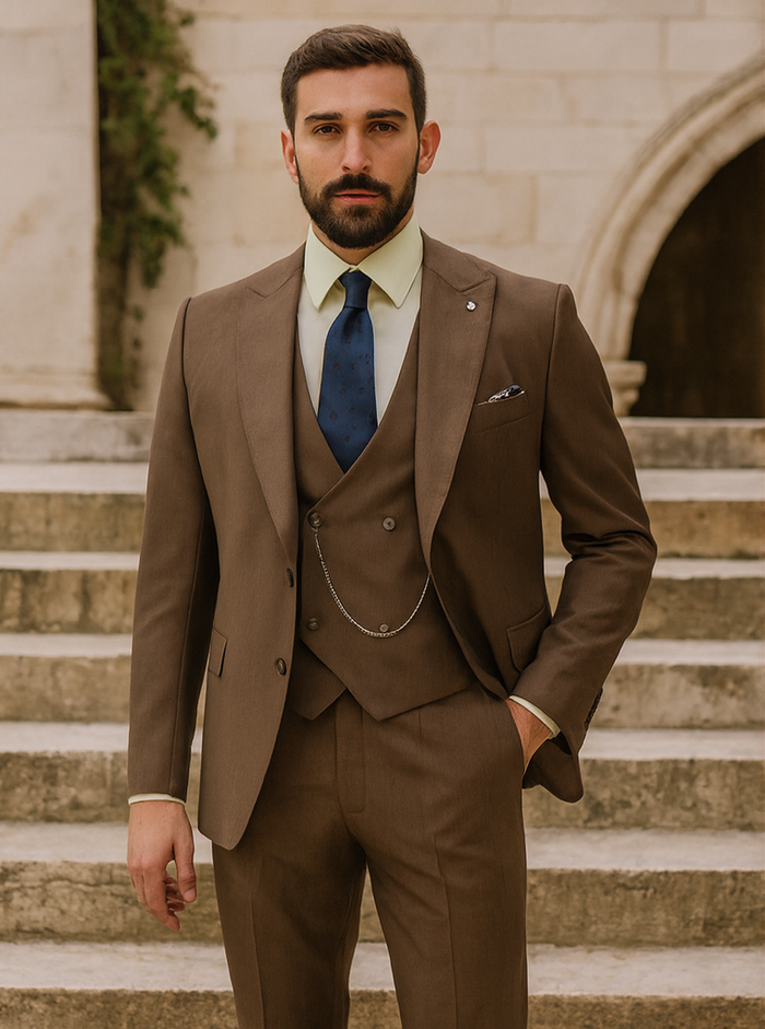 Stylish Brown Men’s Suit – Wedding, Business & Party Outfit
