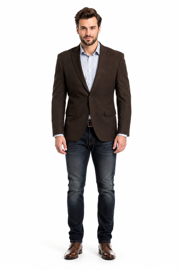 Men's Brown 2 Button Fashion Dress Casual Blazer