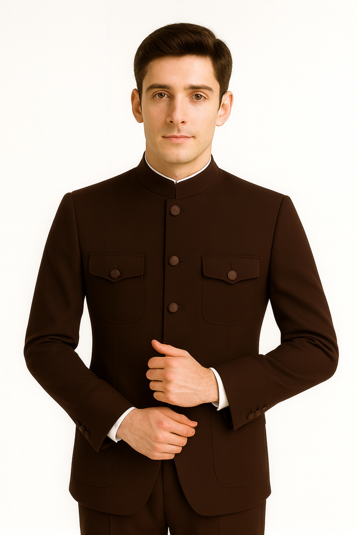 Apollo King Men's 2 Piece Nehru Style Suit Fashion Pockets