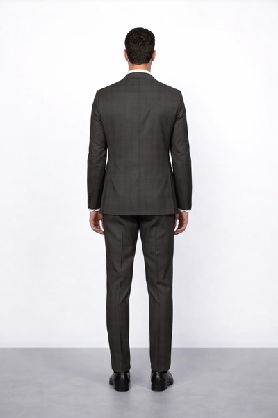 Rossiman Rossi Brown Plaid Slim Fit Suit