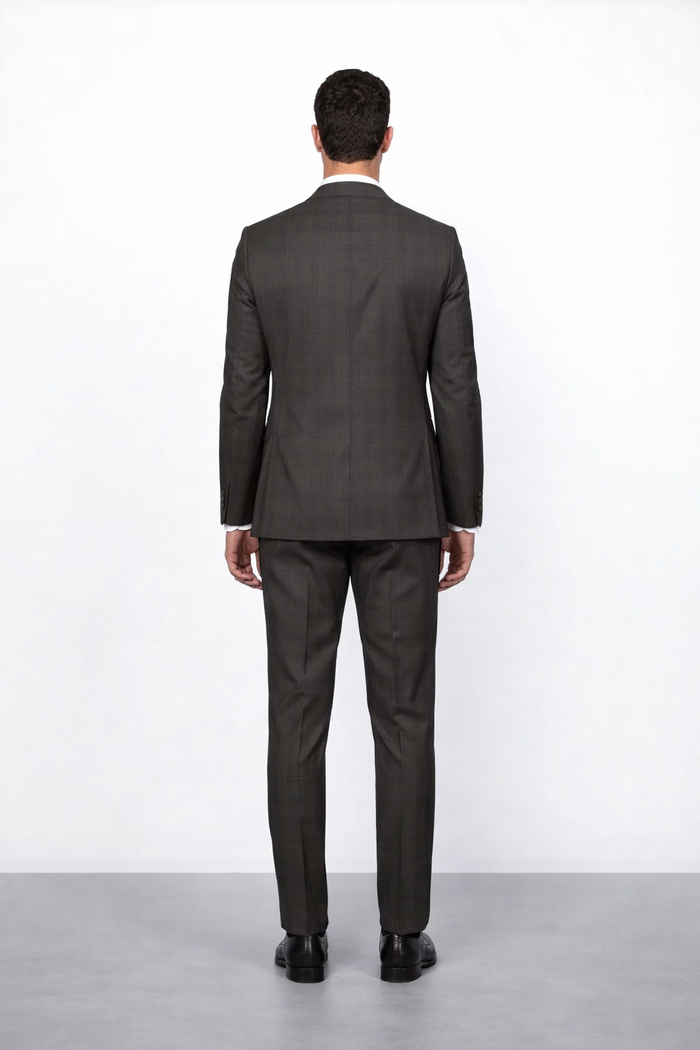 Rossi Man Brown Slim Peak Lapel Suit & Plaid Pants