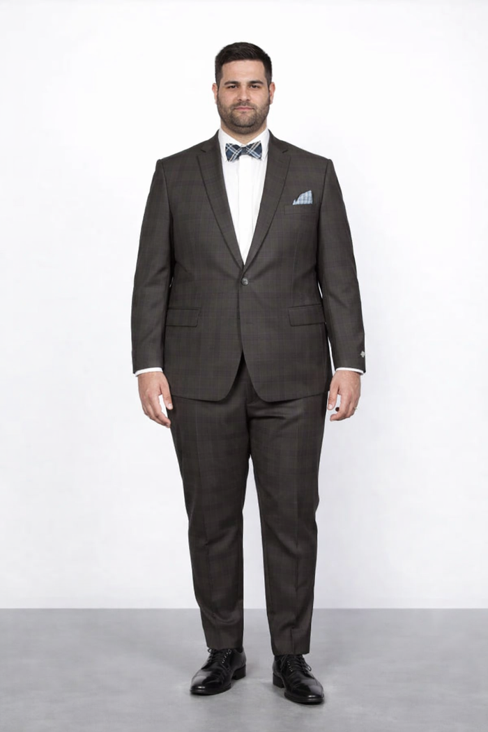 Rossi Man Brown Slim Peak Lapel Suit & Plaid Pants