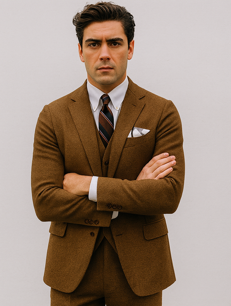 Mens Brown Tweed Suit- Brown Winter Fabric Heavy Suit