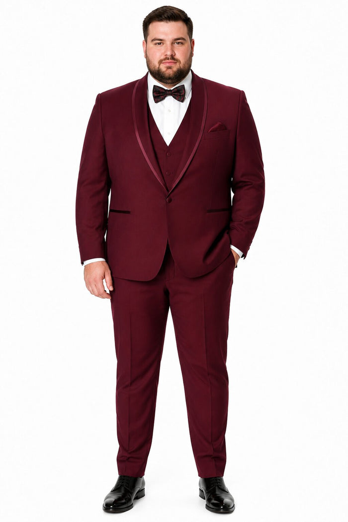 One Button Maroon and Black Suit - Black and burgundy suit