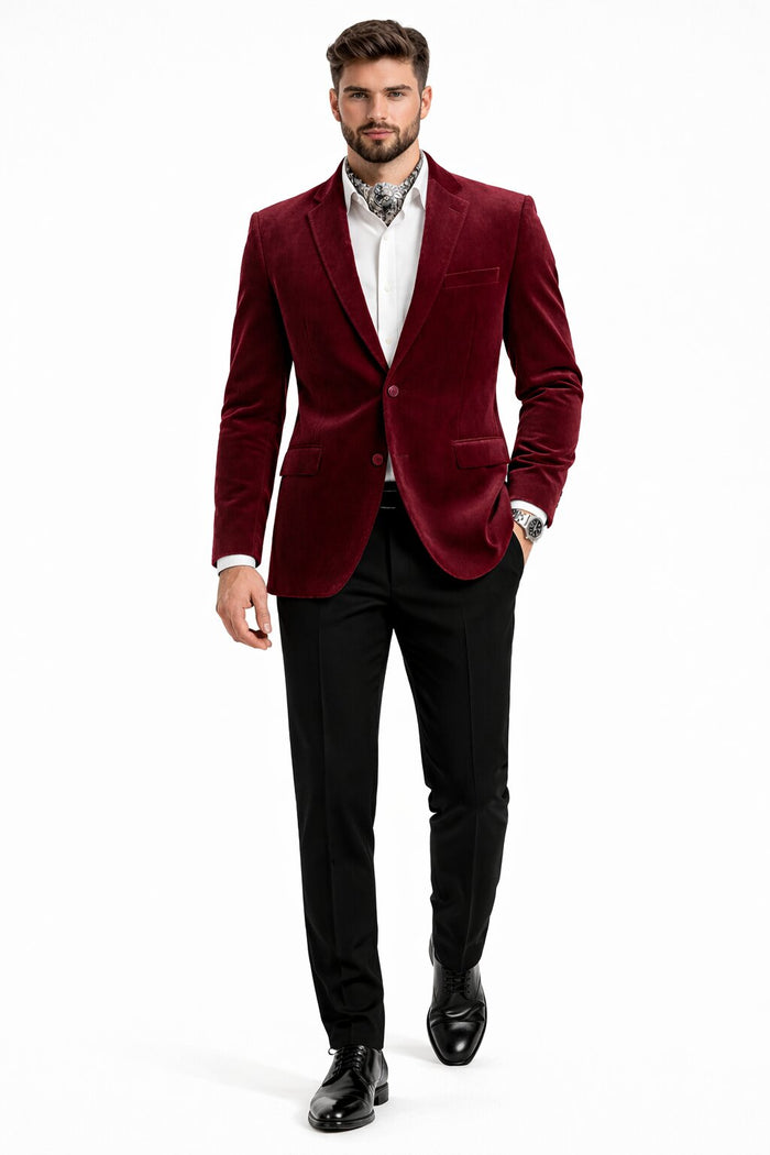 Men's Fashion 2 Button Velvet Jacket Royal Blue Men's blazer Jacket