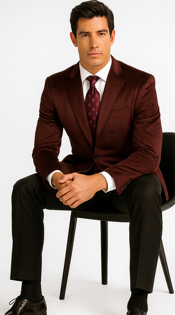 Men's Burgundy ~ Maroon ~ Wine Luxurious fully lined Jacket