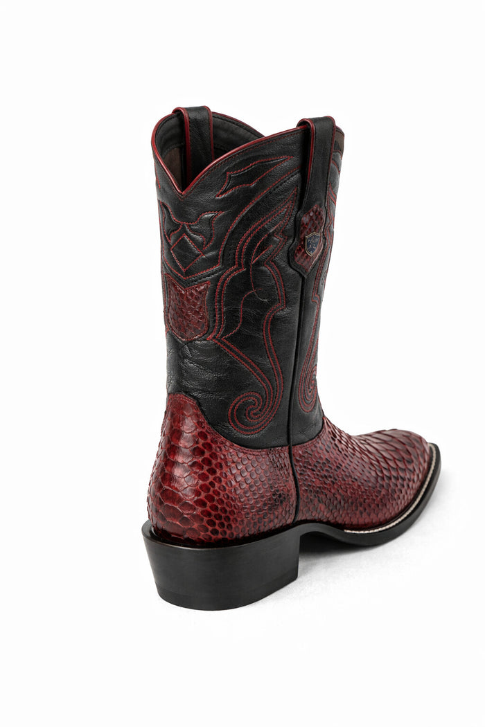 Python Skin Yellow Gold J Toe Boots for Men