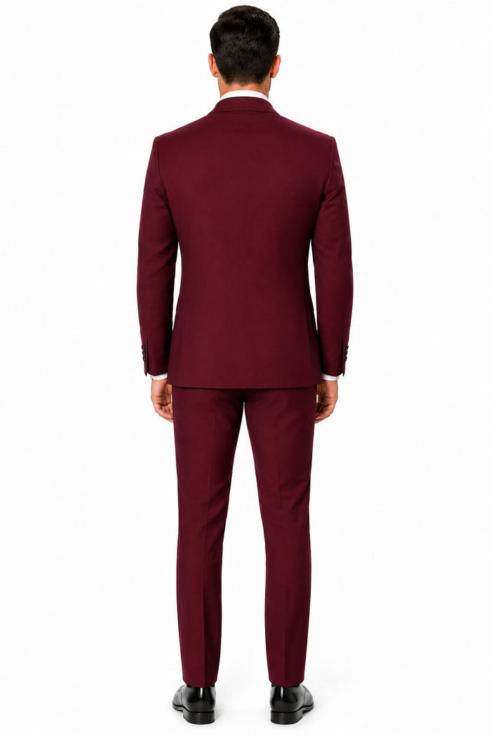 One Button Maroon and Black Suit - Black and burgundy suit