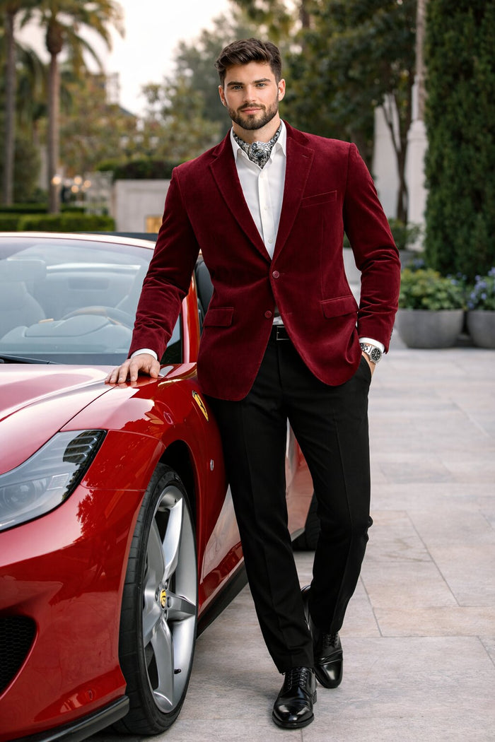 Men's Fashion 2 Button Velvet Jacket Royal Blue Men's blazer Jacket