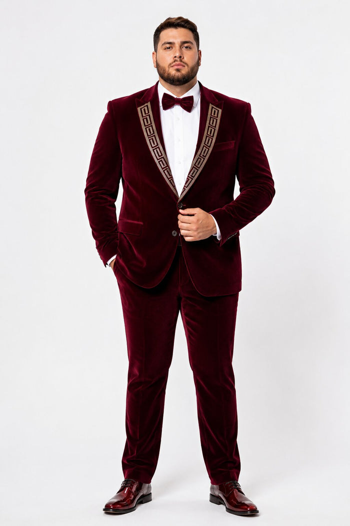 Velvet Suit Matching Velvet Pants - Burgundy Suit