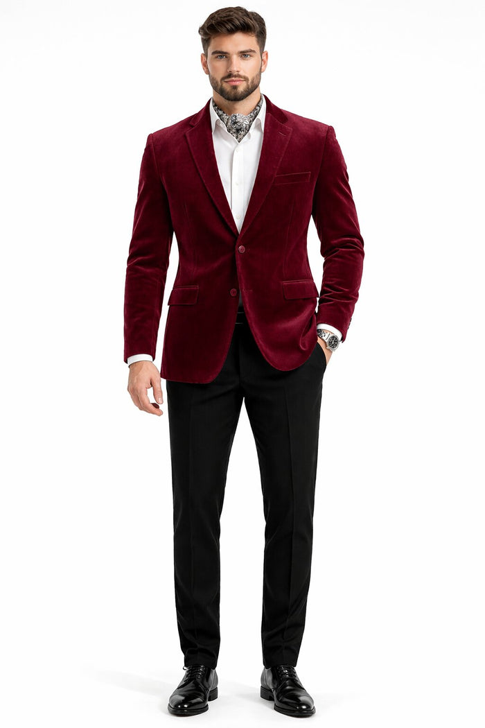 Men's Fashion 2 Button Velvet Jacket Royal Blue Men's blazer Jacket