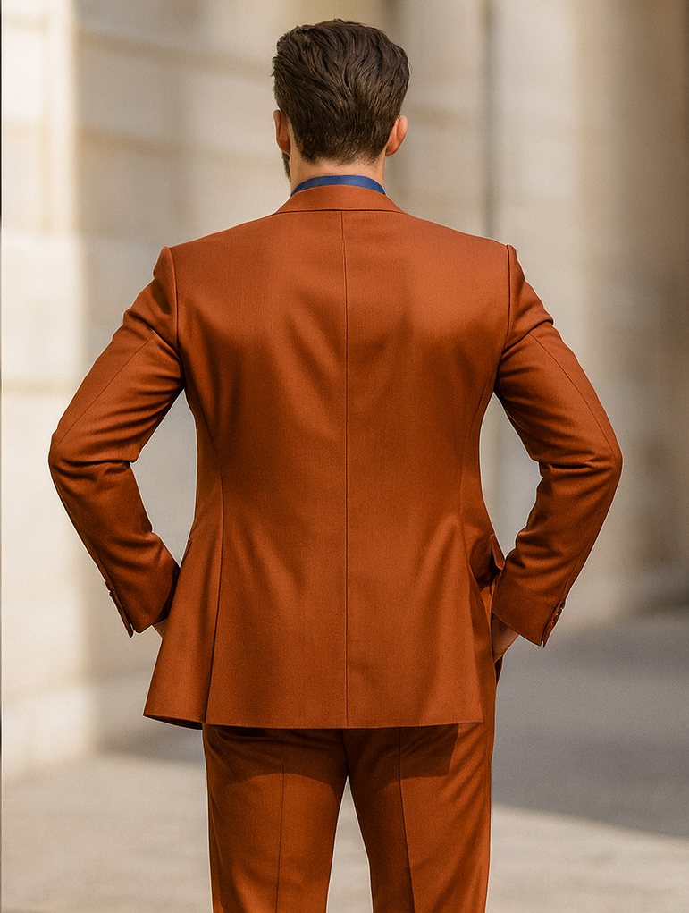 Men’s Burnt Orange 3-Piece Suit with Vest