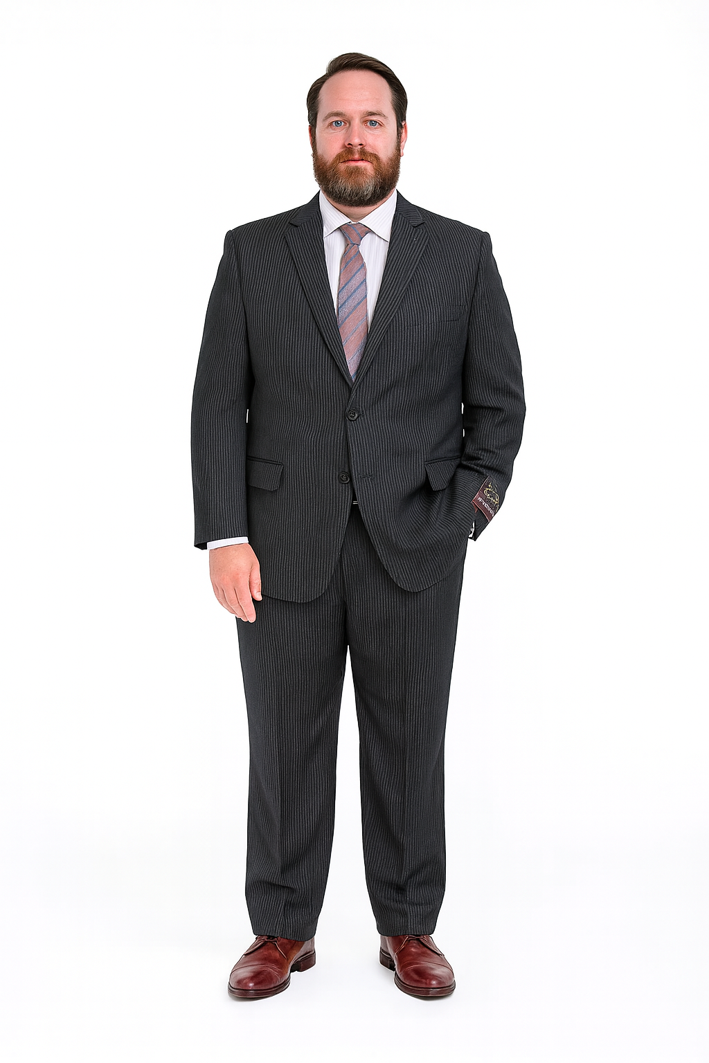 Men's Charcoal Gray Pinstripe 2-button 2 Piece Suits - Two piece Business suits Suit