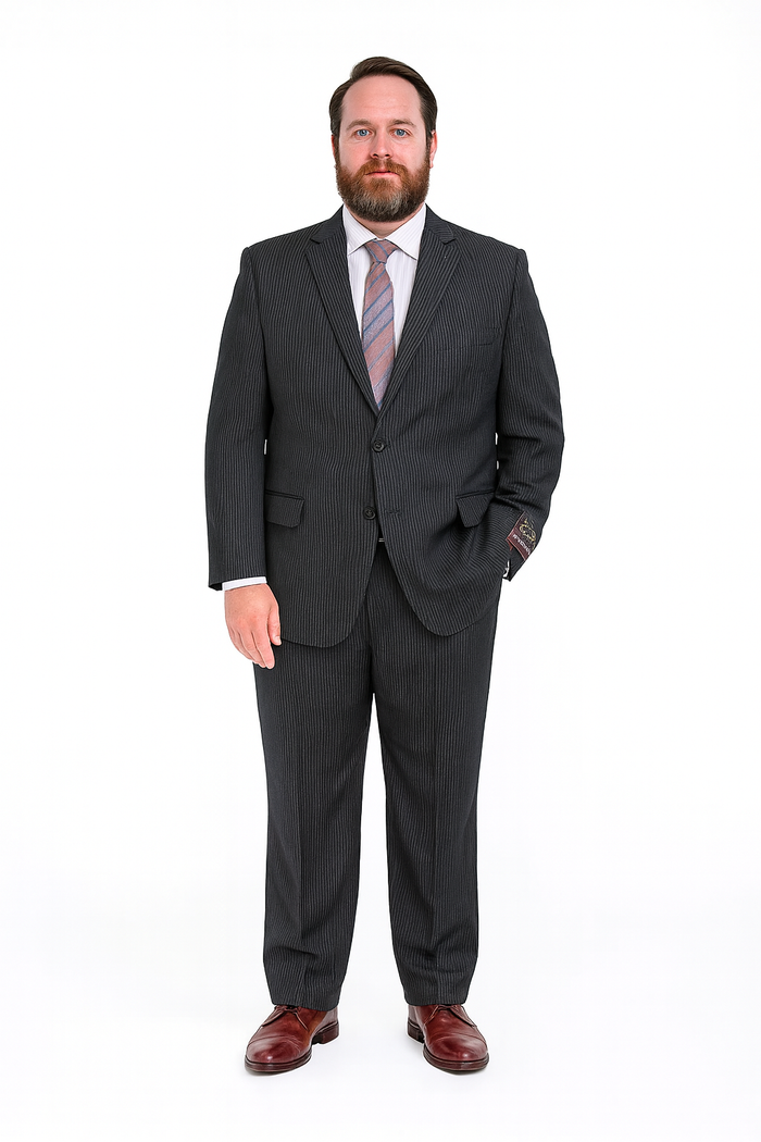 Men's Charcoal Gray Pinstripe 2-button 2 Piece Suits - Two piece Business suits Suit