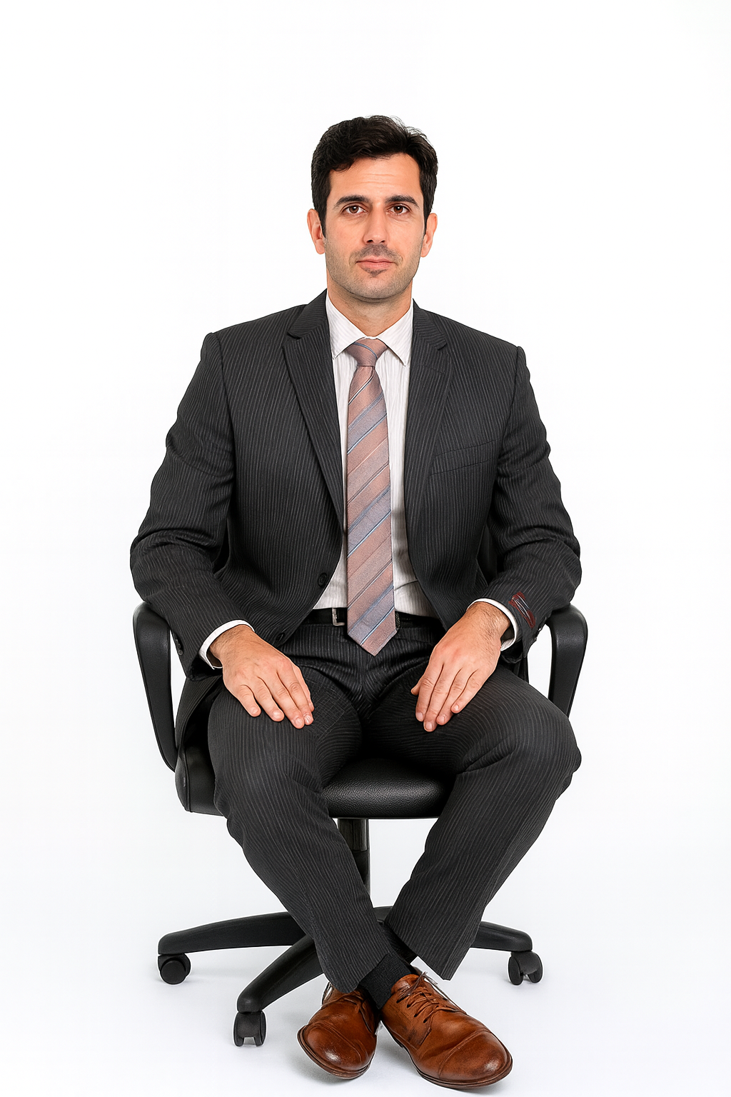 Men's Charcoal Gray Pinstripe 2-button 2 Piece Suits - Two piece Business suits Suit