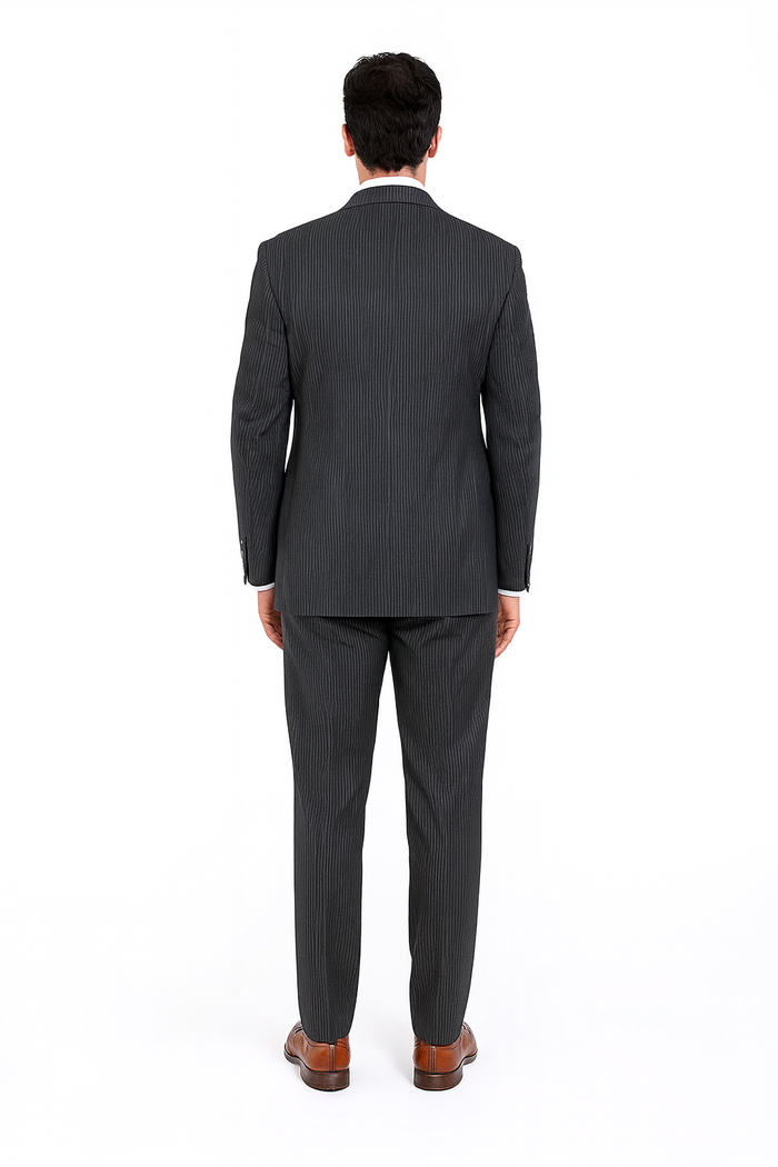 Men's Charcoal Gray Pinstripe 2-button 2 Piece Suits - Two piece Business suits Suit