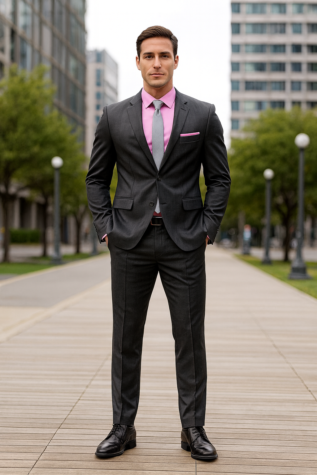 Men's Charcoal Slim Fit Cheap Priced Business Suits Clearance Sale