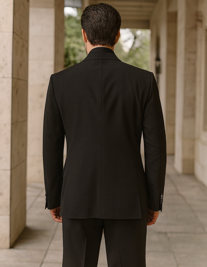 Mens Classic 3-Button Black Suit by Milano Moda