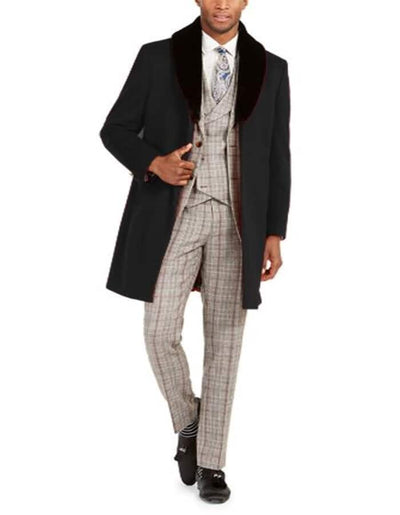 Men's Classic Fit Trim Three Quarter Overcoat