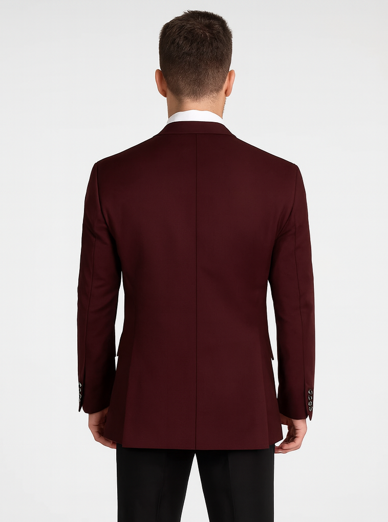 Burgundy Wool Feel Blazer Sports Coat - Vinci