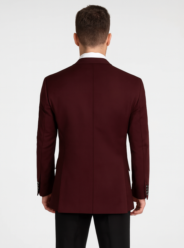 Burgundy Wool Feel Blazer Sports Coat - Vinci