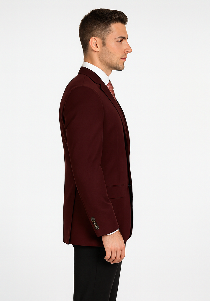 Burgundy Wool Feel Blazer Sports Coat - Vinci