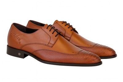 Vestigium Cognac Ostrich Leg Derby Shoes