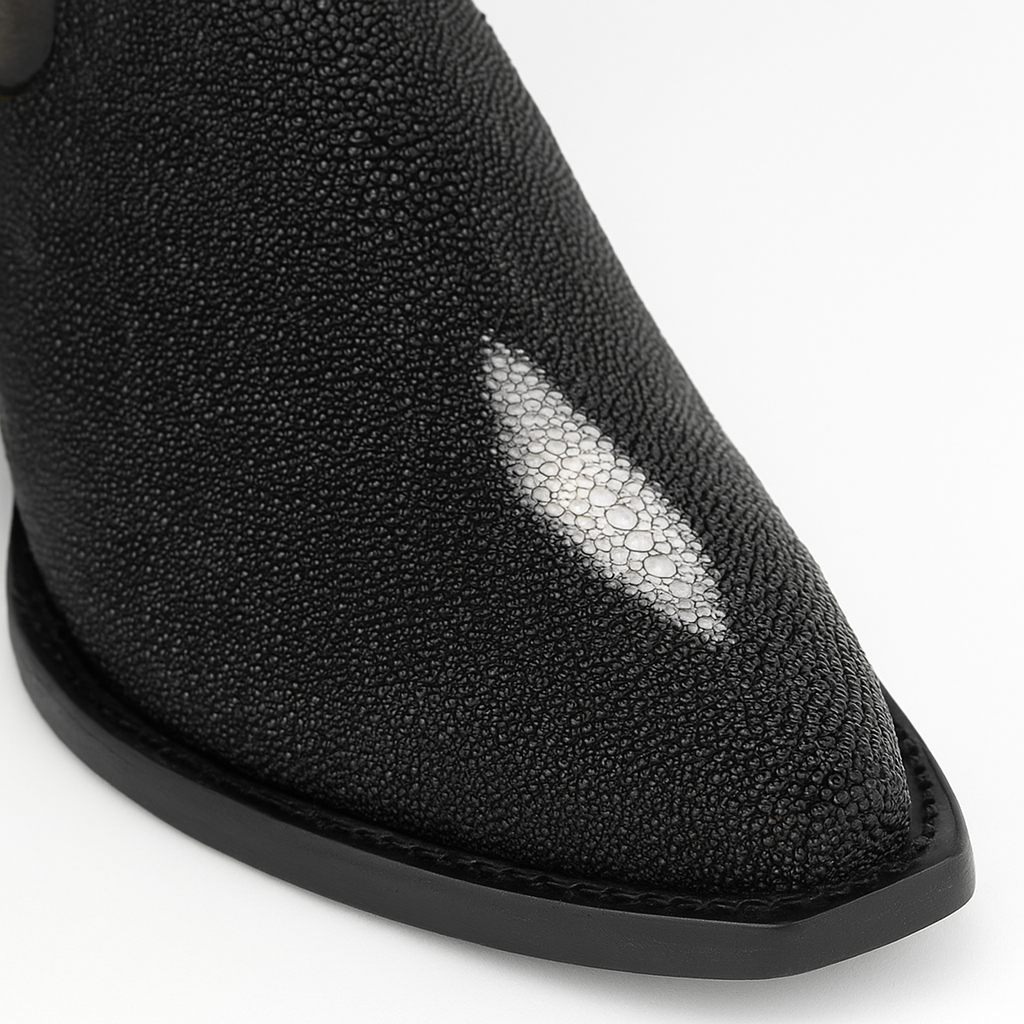 King Exotic Snip Toe Stingray Boots Black