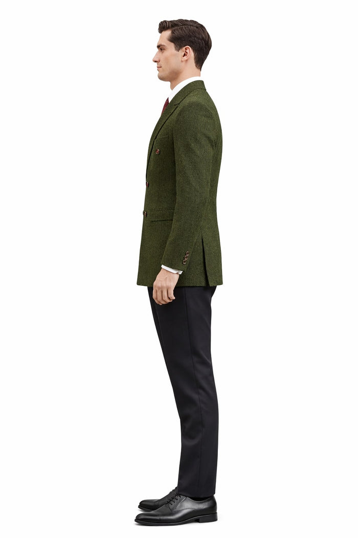 Mens Dark Green Winter Blazer - Hunter Sport Coat jacket Modern Fit 2 Buttons Style Notch