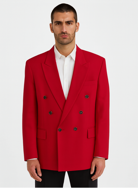 Men's RED Double Breasted Cheap Priced Blazer Jacket For Men JACKET