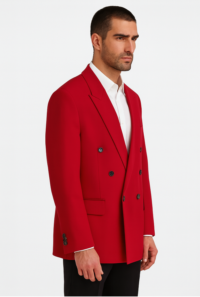 Men's RED Double Breasted Cheap Priced Blazer Jacket For Men JACKET