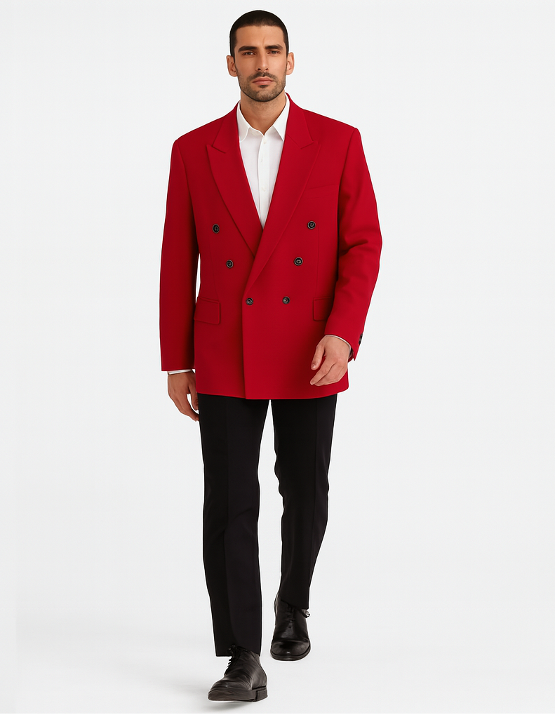 Men's RED Double Breasted Cheap Priced Blazer Jacket For Men JACKET