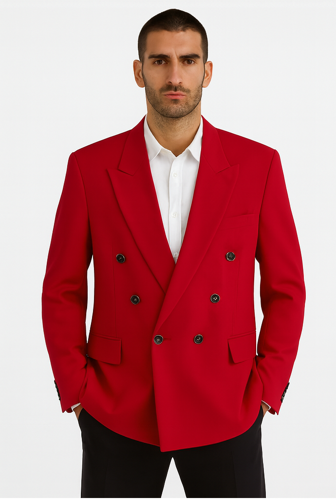 Men's RED Double Breasted Cheap Priced Blazer Jacket For Men JACKET