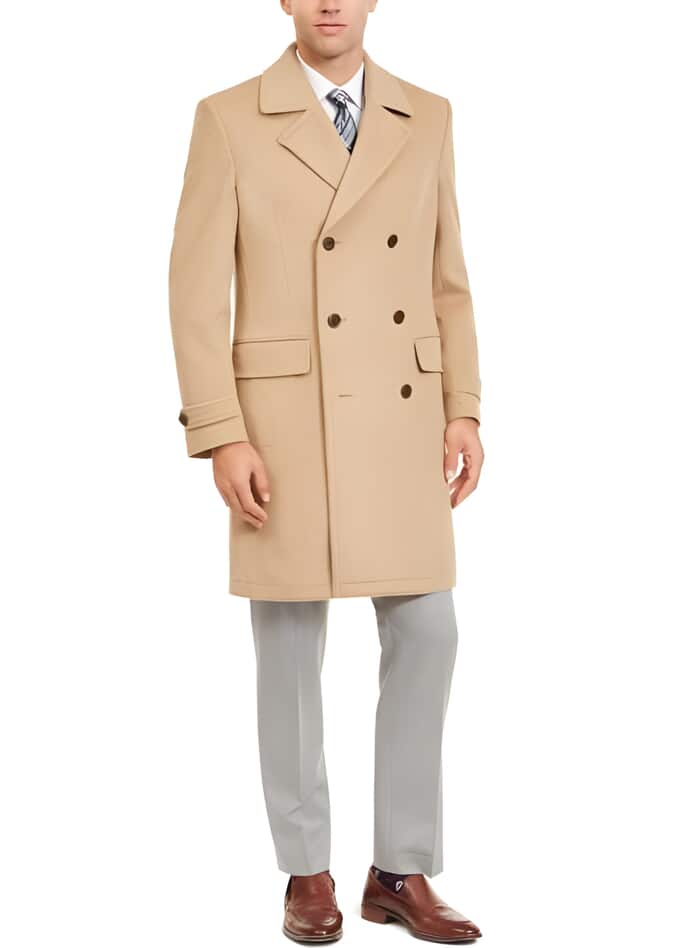 Men's Camel Double Breasted Wool Peacoat