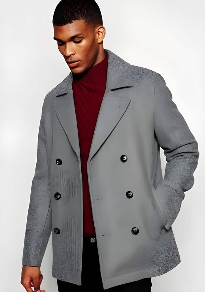 Double Breasted Wool Coat for Men