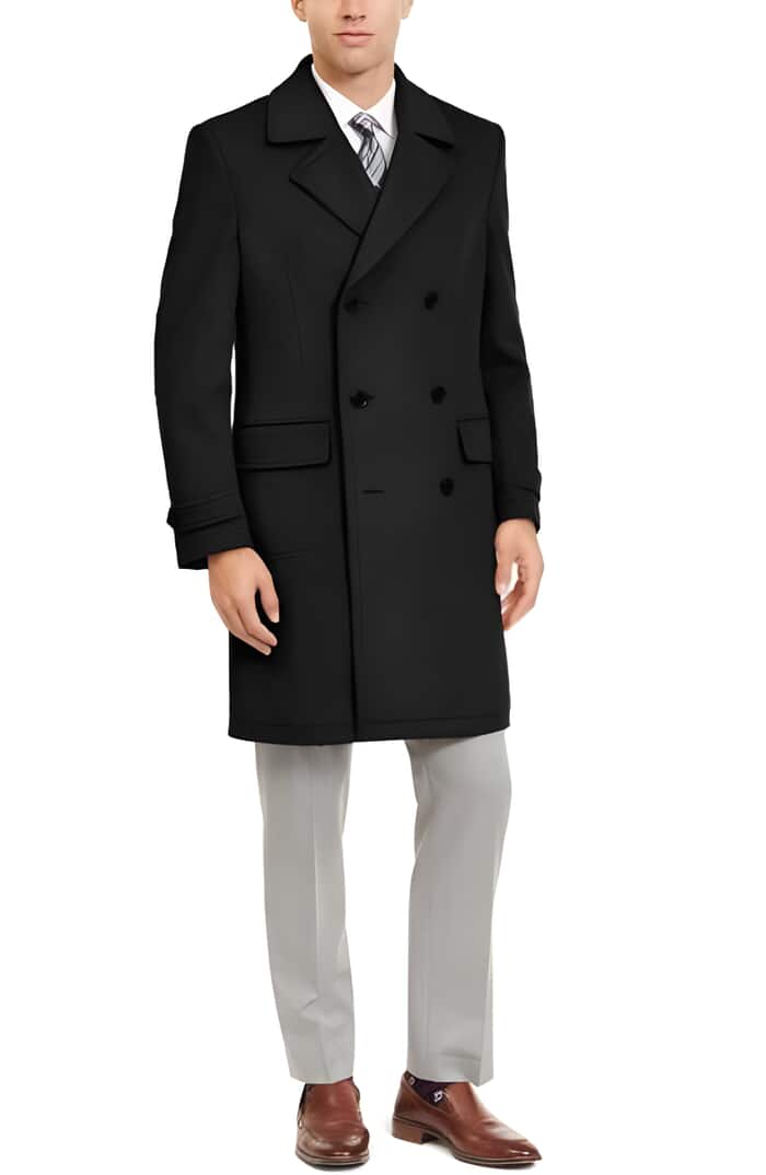Men's Classic Black Double Breasted Peacoat