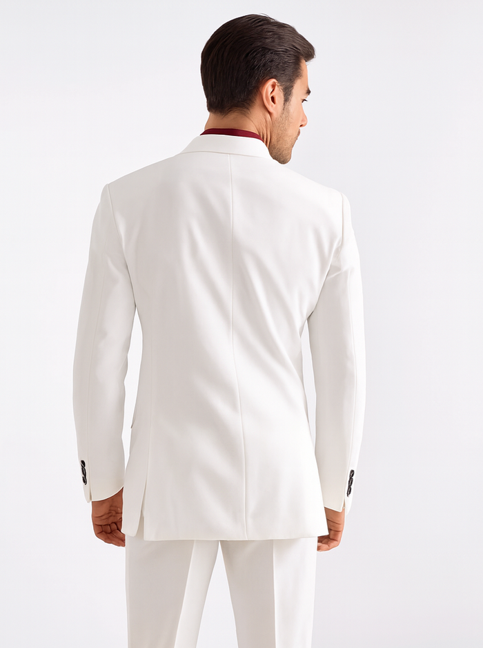 Men’s White Double Breasted Poplin Blazer