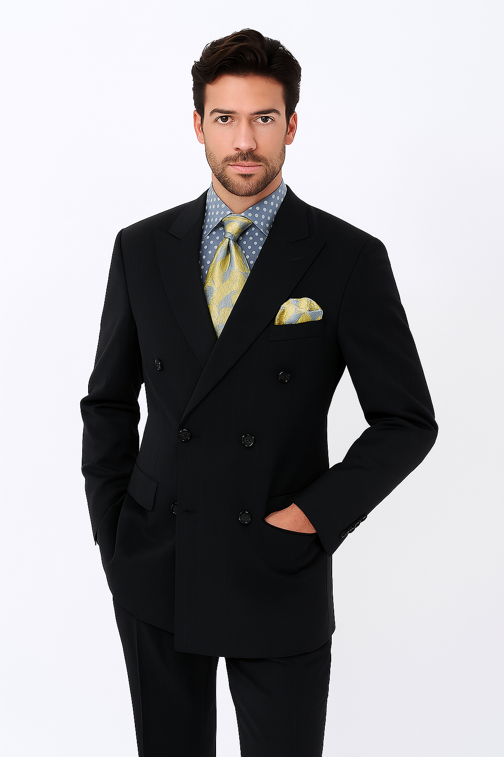 Men's Double Breasted Suits Men's Black Suit Peak Lapel