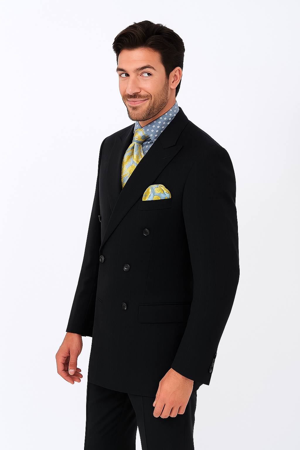 Men's Double Breasted Suits Men's Black Suit Peak Lapel
