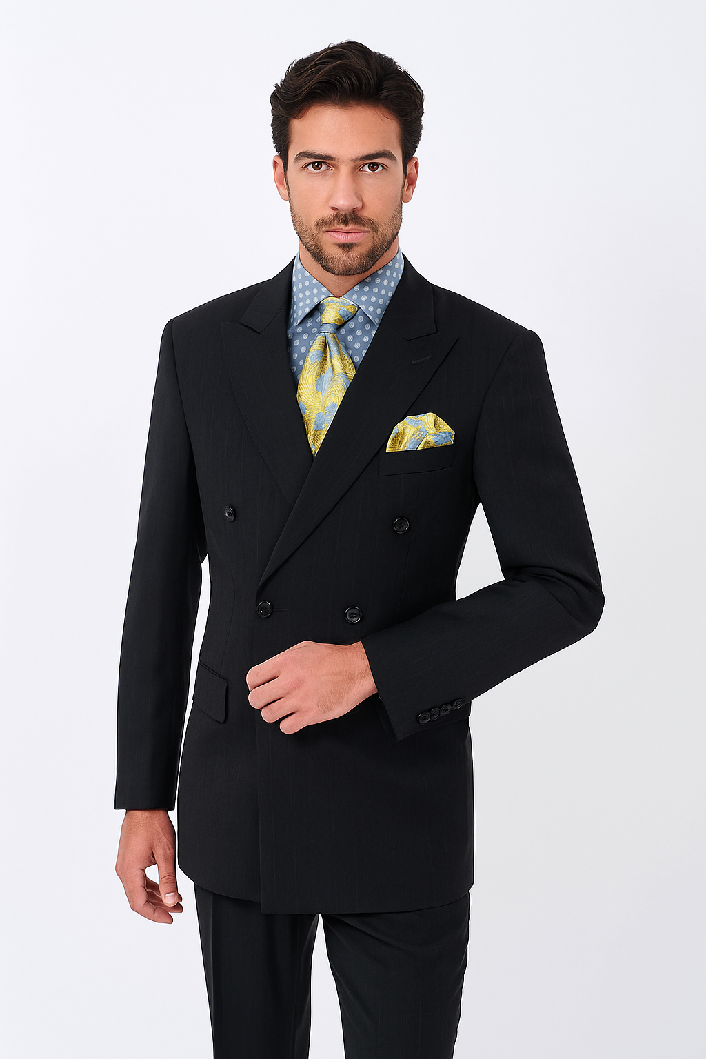 Men's Double Breasted Suits Men's Black Suit Peak Lapel